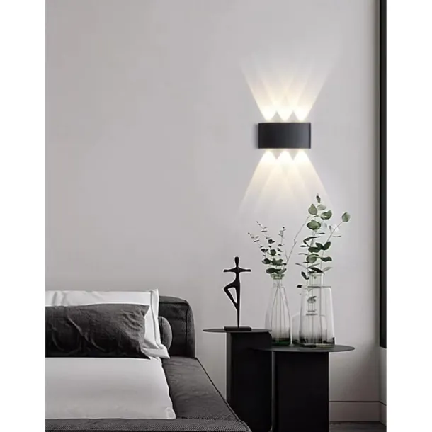 Outdoor LED Wall Lamp Waterproof 6W Up and Down Lighting Indoor Double-Head Curved Wall Light Modern Bedroom Warm White Light