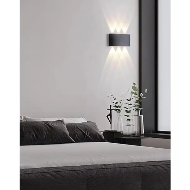 Outdoor LED Wall Lamp Waterproof 6W Up and Down Lighting Indoor Double-Head Curved Wall Light Modern Bedroom Warm White Light