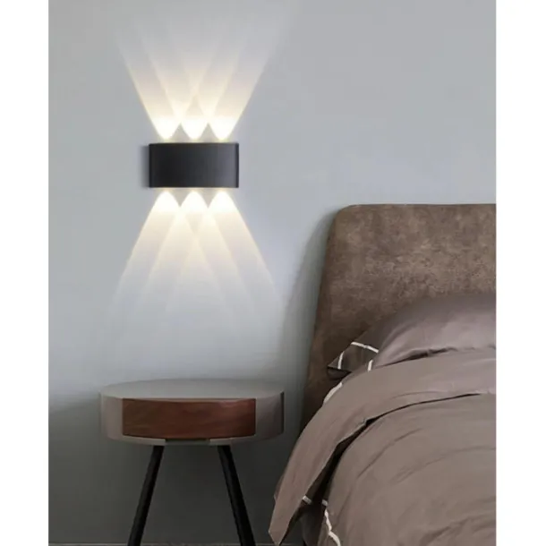 Outdoor LED Wall Lamp Waterproof 6W Up and Down Lighting Indoor Double-Head Curved Wall Light Modern Bedroom Warm White Light