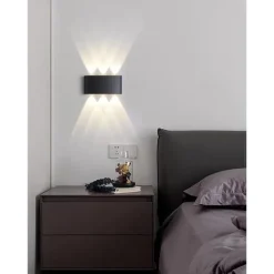 Outdoor LED Wall Lamp Waterproof 6W Up and Down Lighting Indoor Double-Head Curved Wall Light Modern Bedroom Warm White Light