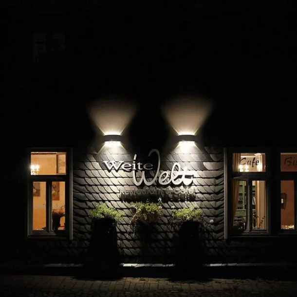 Outdoor LED Wall Lamp Waterproof 6W Up and Down Lighting Indoor Double-Head Curved Wall Light Modern Bedroom Warm White Light