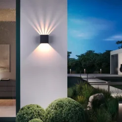 Outdoor LED Wall Lamp with Adjustable Beam Angle IP65 Waterproof Up and Down Lighting Indoor Double-Head Curved Wall Light Modern Bedroom Warm White Light