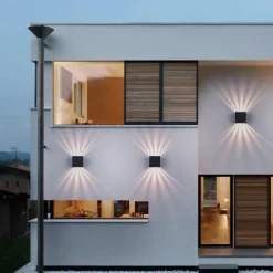 Outdoor LED Wall Lamp with Adjustable Beam Angle IP65 Waterproof Up and Down Lighting Indoor Double-Head Curved Wall Light Modern Bedroom Warm White Light