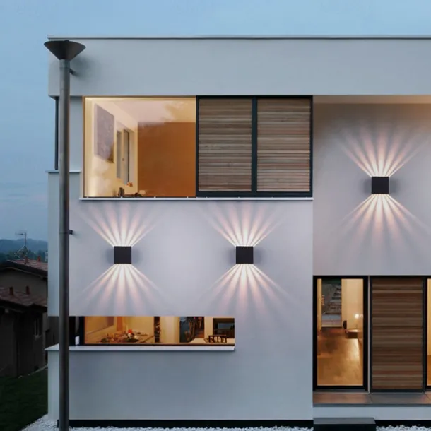 Outdoor LED Wall Lamp with Adjustable Beam Angle IP65 Waterproof Up and Down Lighting Indoor Double-Head Curved Wall Light Modern Bedroom Warm White Light