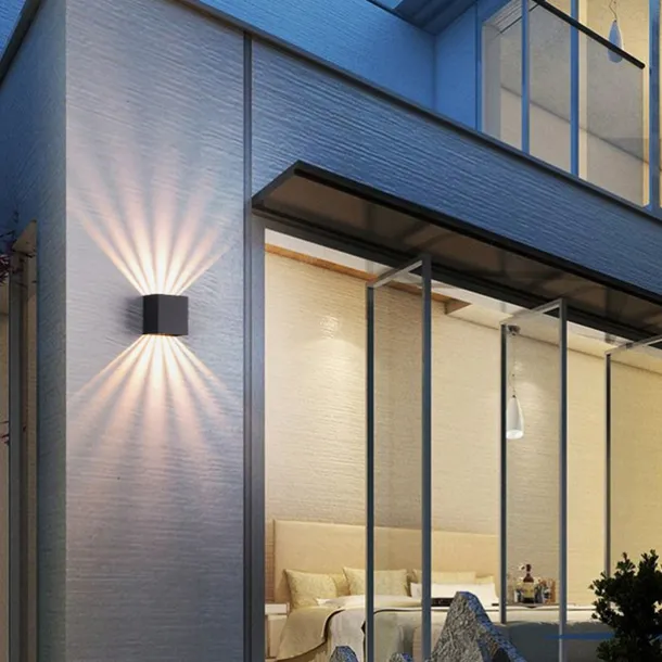 Outdoor LED Wall Lamp with Adjustable Beam Angle IP65 Waterproof Up and Down Lighting Indoor Double-Head Curved Wall Light Modern Bedroom Warm White Light