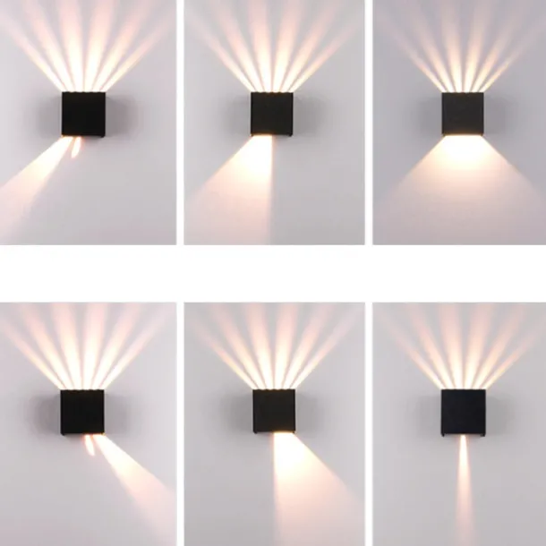 Outdoor LED Wall Lamp with Adjustable Beam Angle IP65 Waterproof Up and Down Lighting Indoor Double-Head Curved Wall Light Modern Bedroom Warm White Light