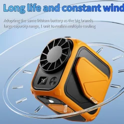 Outdoor Portable Fan with Power Bank – Type-C Fast Charging, LED Display, Cool Lighting, Skin-Friendly Silicone, Smart Latch Design for Camping, Hiking & Emergency Use