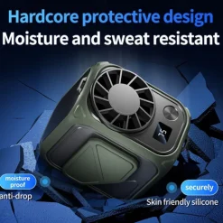 Outdoor Portable Fan with Power Bank – Type-C Fast Charging, LED Display, Cool Lighting, Skin-Friendly Silicone, Smart Latch Design for Camping, Hiking & Emergency Use