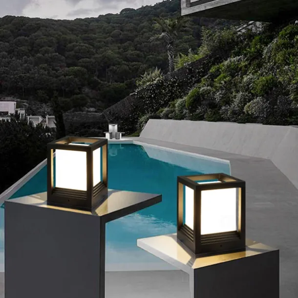 Outdoor Post Light IP65 Waterproof Lamp Post Light Fixture Black Aluminum 20cm Exterior Post Lamp for Driveway Backyard Patio Garden