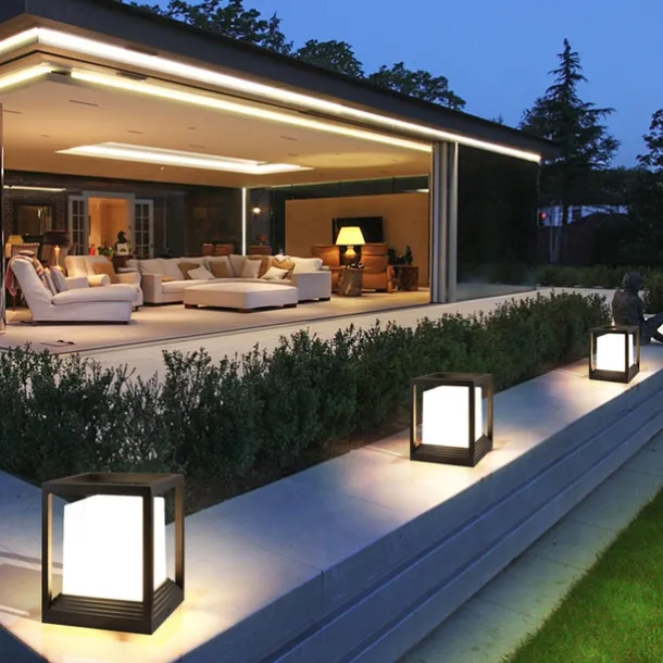 Outdoor Post Light IP65 Waterproof Lamp Post Light Fixture Black Aluminum 20cm Exterior Post Lamp for Driveway Backyard Patio Garden