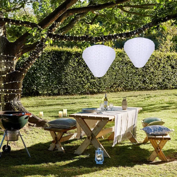 Outdoor Solar Decorative Lanterns Hanging With Hook Waterproof Built-In Battery Automatic Lighting Nylon Material For Yard Garden Lamp
