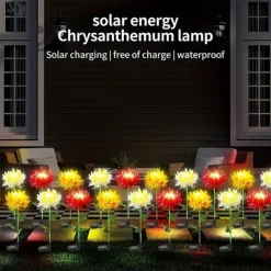Outdoor Solar Garden Stake Lights Solar Chrysanthemum Flower Lights Waterproof LED Solar Decorative Powered Lights For Garden Pathway