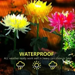 Outdoor Solar Garden Stake Lights Solar Chrysanthemum Flower Lights Waterproof LED Solar Decorative Powered Lights For Garden Pathway