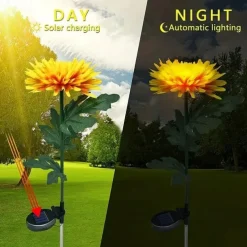 Outdoor Solar Garden Stake Lights Solar Chrysanthemum Flower Lights Waterproof LED Solar Decorative Powered Lights For Garden Pathway