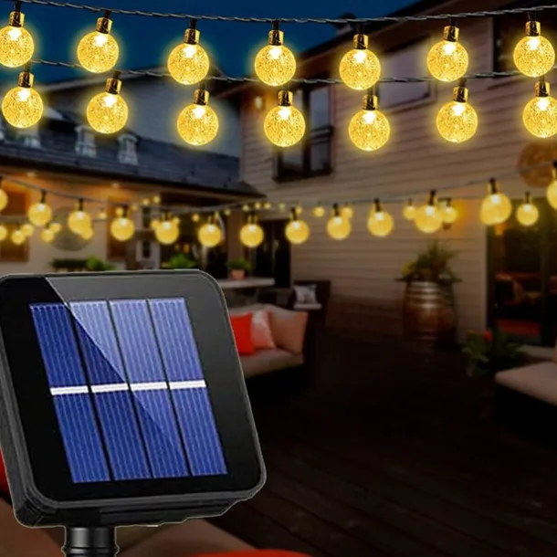 Outdoor Solar Globe String Lights, 10M 50 LEDs Waterproof Crystal Ball Lights with 8 Modes for Christmas, Wedding, Garden, Lawn, Party & Patio Decorations