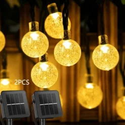 Outdoor Solar Globe String Lights, 10M 50 LEDs Waterproof Crystal Ball Lights with 8 Modes for Christmas, Wedding, Garden, Lawn, Party & Patio Decorations