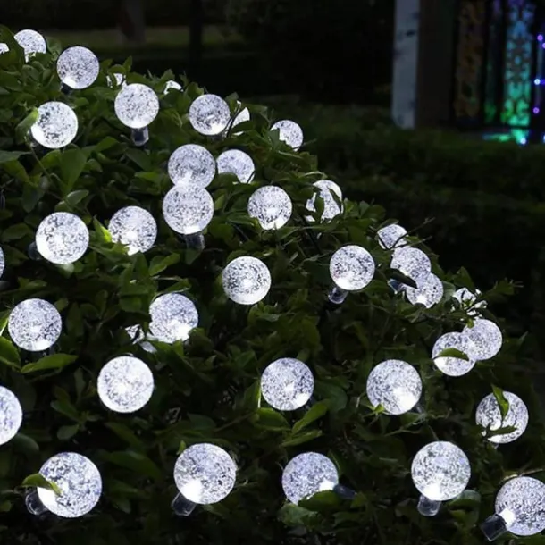 Outdoor Solar Globe String Lights, 10M 50 LEDs Waterproof Crystal Ball Lights with 8 Modes for Christmas, Wedding, Garden, Lawn, Party & Patio Decorations
