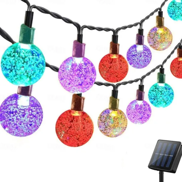 Outdoor Solar Globe String Lights, 10M 50 LEDs Waterproof Crystal Ball Lights with 8 Modes for Christmas, Wedding, Garden, Lawn, Party & Patio Decorations