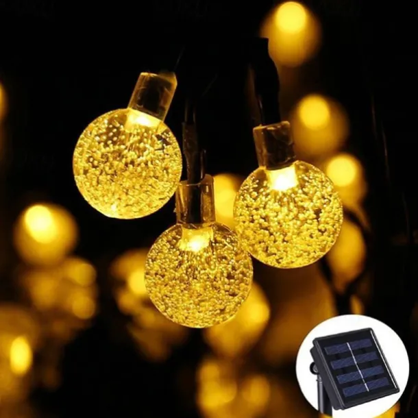 Outdoor Solar Globe String Lights, 10M 50 LEDs Waterproof Crystal Ball Lights with 8 Modes for Christmas, Wedding, Garden, Lawn, Party & Patio Decorations