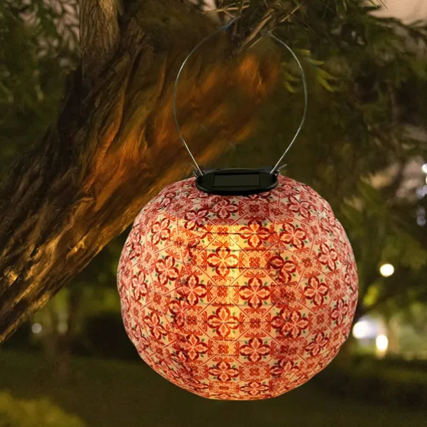 Outdoor Solar Lanterns Garden Splar Camping Hanging LED Light LED Solar Light Chinese Hanging Nylon Fabric Lantern Lamp for Home Outdoor Decor