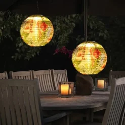 Outdoor Solar Lanterns Garden Splar Camping Hanging LED Light LED Solar Light Chinese Hanging Nylon Fabric Lantern Lamp for Home Outdoor Decor