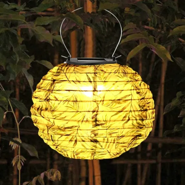 Outdoor Solar Lanterns Garden Splar Camping Hanging LED Light LED Solar Light Chinese Hanging Nylon Fabric Lantern Lamp for Home Outdoor Decor