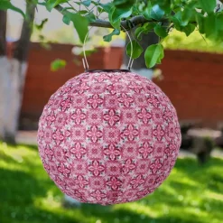 Outdoor Solar Lanterns Garden Splar Camping Hanging LED Light LED Solar Light Chinese Hanging Nylon Fabric Lantern Lamp for Home Outdoor Decor