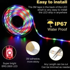 Outdoor Solar Led Strip Light Garden String Light 5M 16.4ft Waterproof Warm White RGB 2835SMD Christmas Terrace Balcony Stairs Pergola Decor 8mm 150 LEDs