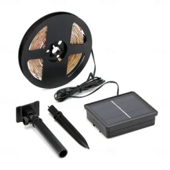 Outdoor Solar Led Strip Light Garden String Light 5M 16.4ft Waterproof Warm White RGB 2835SMD Christmas Terrace Balcony Stairs Pergola Decor 8mm 150 LEDs