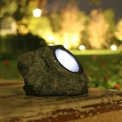 Outdoor Solar Pathway Spot Lights Rock Garden Light Waterproof for Walkway Yard Garland Lighting