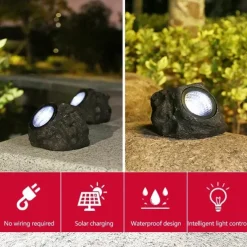 Outdoor Solar Pathway Spot Lights Rock Garden Light Waterproof for Walkway Yard Garland Lighting