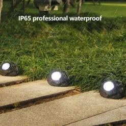 Outdoor Solar Pathway Spot Lights Rock Garden Light Waterproof for Walkway Yard Garland Lighting