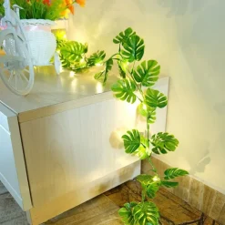 Outdoor Solar Roses Leaves Rattan String Lights 2m 20leds Fairy String Lights IP65 Waterproof St. Patrick's Valentines Wedding Party Garden Patio Balcony Home Outdoor Decoration