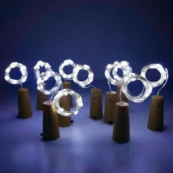 Outdoor Solar String Light LED Solar Garden Light 6pcs 2M 20LED Solar Powered Wine Bottle Cork Shaped LED Copper Wire String Festival Outdoor Fairy Garland Lights
