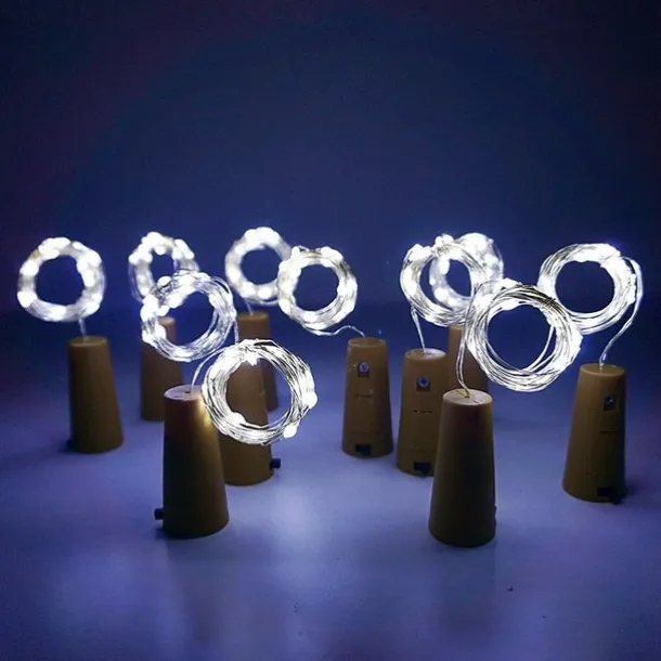 Outdoor Solar String Light LED Solar Garden Light 6pcs 2M 20LED Solar Powered Wine Bottle Cork Shaped LED Copper Wire String Festival Outdoor Fairy Garland Lights