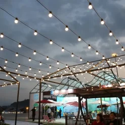 Outdoor Solar String Light 5M Waterproof String Light with Remote Control G50 Bulb Light Outdoor Waterproof LED String Light 10LEDs Fairy Lights Garden Patio Wedding Christmas Cafe Decoration Lamp