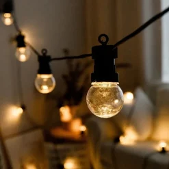 Outdoor Solar String Light 5M Waterproof String Light with Remote Control G50 Bulb Light Outdoor Waterproof LED String Light 10LEDs Fairy Lights Garden Patio Wedding Christmas Cafe Decoration Lamp