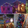 Outdoor Solar String Lights 100M 800LED 50M 500LED Upgraded Fairy Christmas String Lights Ambiance Lighting for Outdoor Patio Lawn Remote Control Memory Function IP65 Waterproof Garden Light