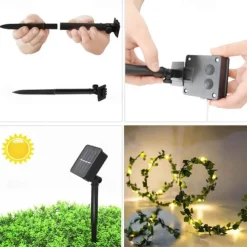 Outdoor Solar String Light Outdoor Waterproof Solar Leaf 5M 50LEDs Fairy String Lghts Christmas Wedding Garden Patio Decoration LED Solar Garden Light