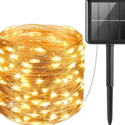 Outdoor Solar String Lights, Solar Powered Fairy Lights With 8 Modes Waterproof Decoration Copper Wire Lights For Patio Yard Trees Christmas Wedding Party