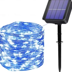 Outdoor Solar String Lights, Solar Powered Fairy Lights With 8 Modes Waterproof Decoration Copper Wire Lights For Patio Yard Trees Christmas Wedding Party