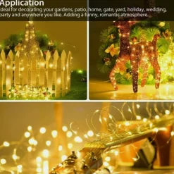 Outdoor Solar String Lights, Solar Powered Fairy Lights With 8 Modes Waterproof Decoration Copper Wire Lights For Patio Yard Trees Christmas Wedding Party