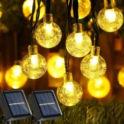 Outdoor Solar String Lights, 10M 50LED Waterproof Christmas Fairy Lights with 8 Modes, Crystal Ball Design for Christmas, Garden, Lawn, Porch, Gazebo & Bistro Decor