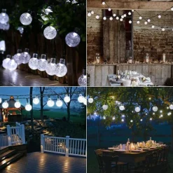 Outdoor Solar String Lights, 10M 50LED Waterproof Christmas Fairy Lights with 8 Modes, Crystal Ball Design for Christmas, Garden, Lawn, Porch, Gazebo & Bistro Decor
