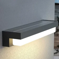 Outdoor Solar Wall Light, Dusk to Dawn Solar Light with 3 Lighting Modes, Wireless Exterior Solar Porch Light, Wall Mounted Patio Fence Outdoor Light Fixture