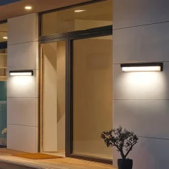 Outdoor Solar Wall Light, Dusk to Dawn Solar Light with 3 Lighting Modes, Wireless Exterior Solar Porch Light, Wall Mounted Patio Fence Outdoor Light Fixture