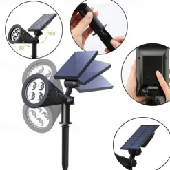 Outdoor Solar Wall Lights IP65 Waterproof Lawn Ground Lamp RGB Changing 4 LED Beads Landscape Spotlights Garden Lawn Yard Decoration Outdoor Light