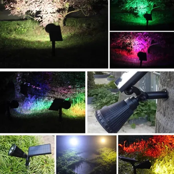 Outdoor Solar Wall Lights IP65 Waterproof Lawn Ground Lamp RGB Changing 4 LED Beads Landscape Spotlights Garden Lawn Yard Decoration Outdoor Light
