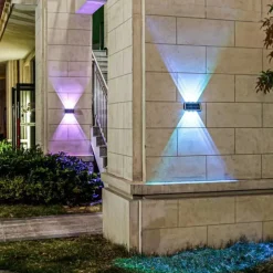 Outdoor Solar Wall Lights LED Garden Lights Smart Light Control Sensor Waterproof Wall Light Courtyard Porch Lamp Balcony Fence Passage Lighting Landscape Decoration Solar Night Light