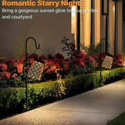 Outdoor Solar Watering Can Lights - Hanging Kettle Pathway Lantern, Waterproof Metal Retro Lamp for Garden, Yard & Flower Bed Garland Decor